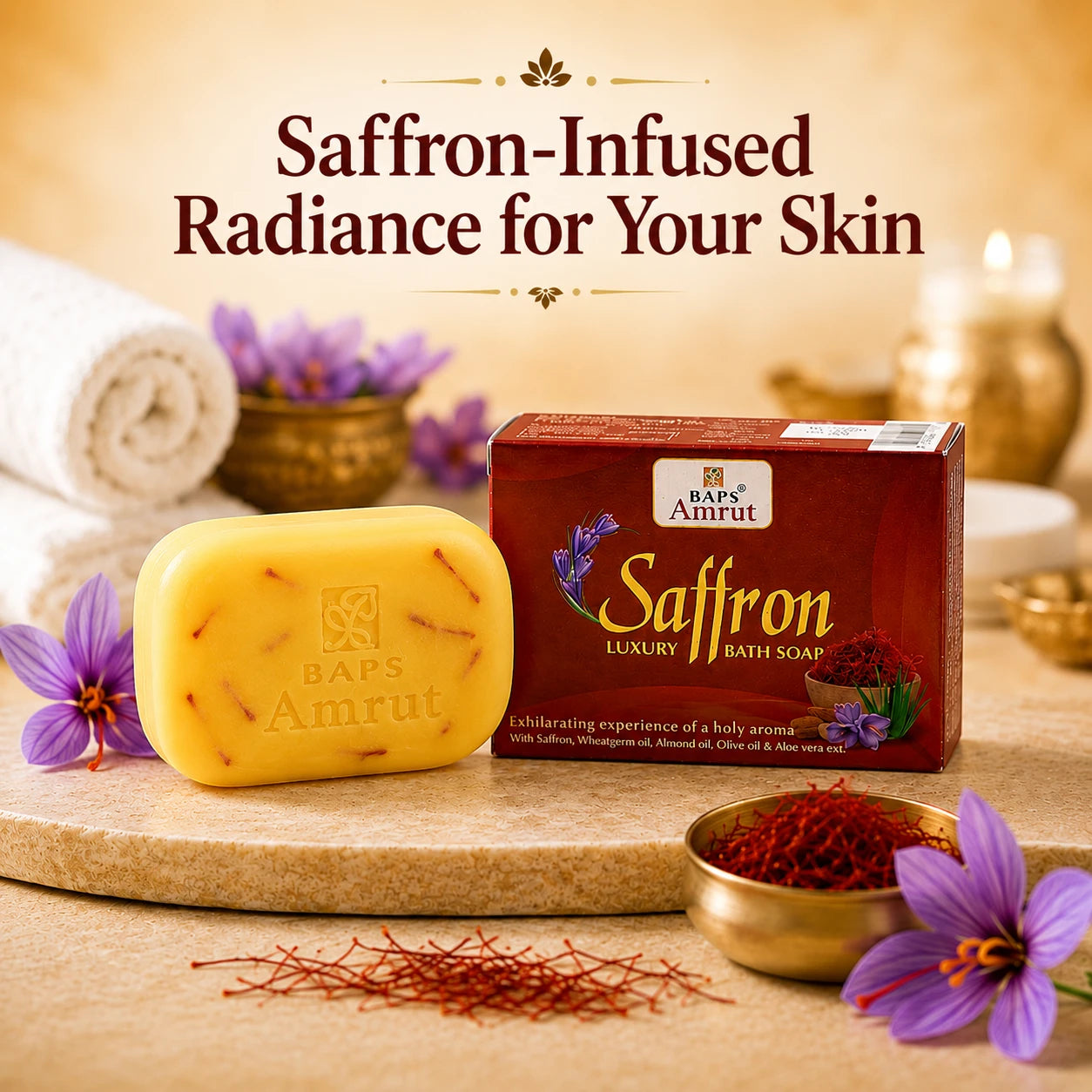 Saffron Soap- Herbal Bathing Soap with Saffron and Natural Oils