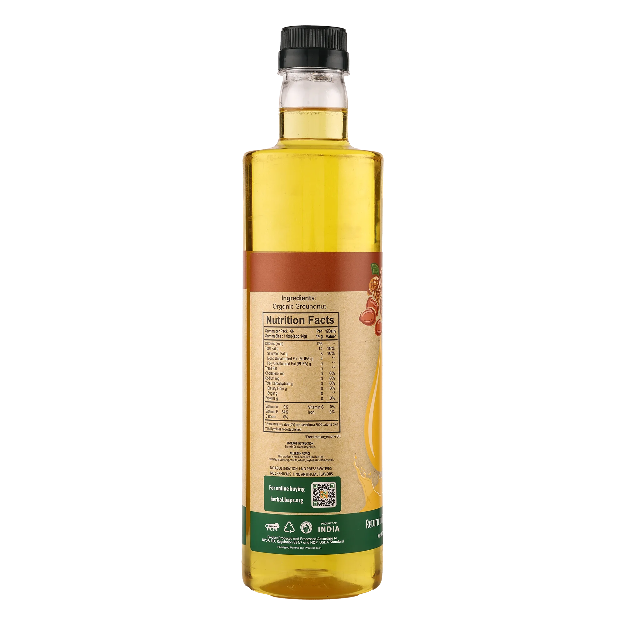 Organic Groundnut Oil - Satvik Kitchen Groundnut Oil