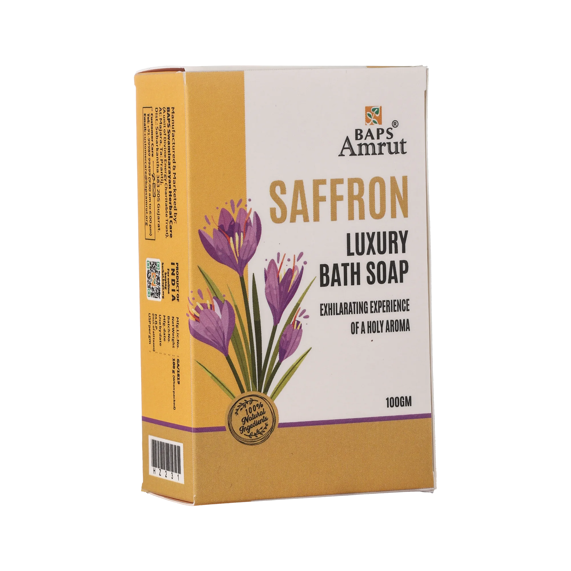 Saffron Soap- Herbal Bathing Soap with Saffron and Natural Oils