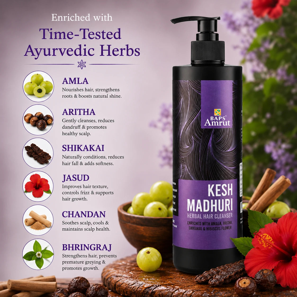 Keshmadhuri Shampoo- Herbal Hair Cleanser with Traditional Botanicals