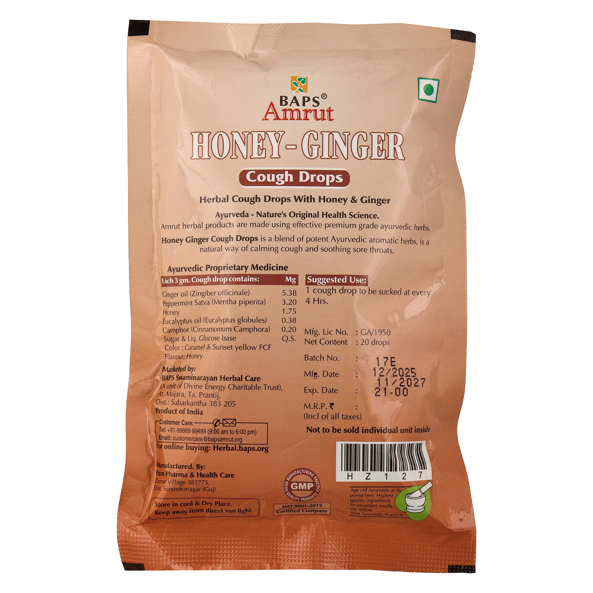Honey Ginger Cough Drop Pouch