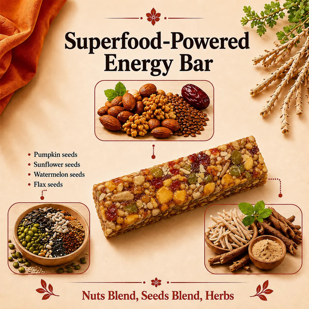 Amrutam Energy Bar (Ashwagandha, Shatavari & Safed Musli)