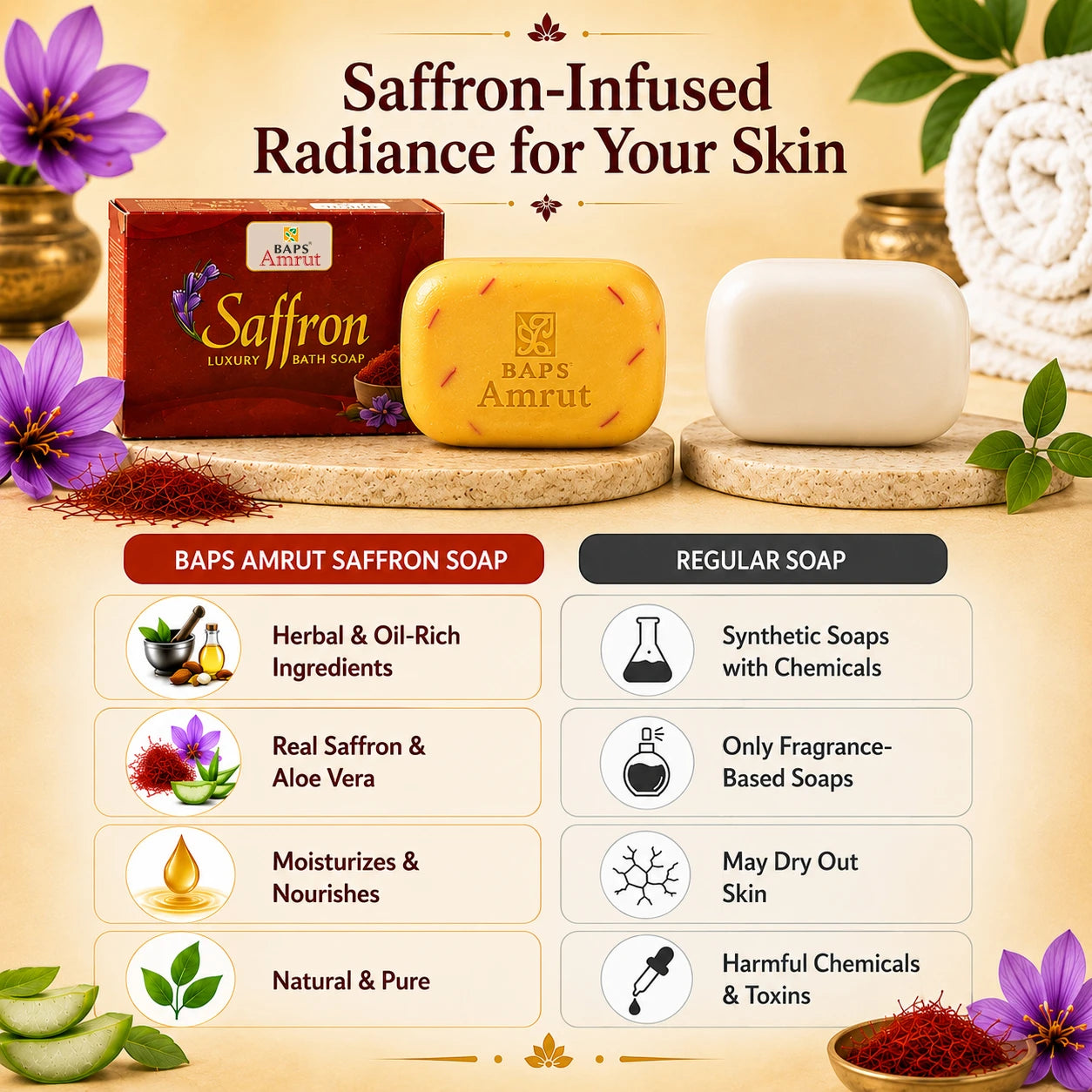 Saffron Soap- Herbal Bathing Soap with Saffron and Natural Oils